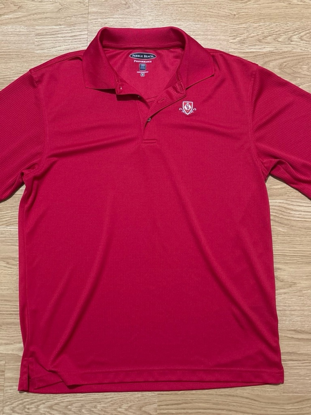 Pebble Beach Men's Bright Red Performance Polo with Chest Emblem